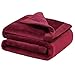 PiccoCasa Couverture Plaid en Molleton Flanelle en Microfibre Solide Housse en Peluche Légères Douxs Chaudes pour Canapé Lit Voiture Bureau Bourgogne 30"x40"