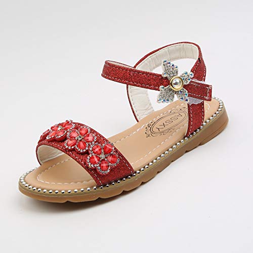 Girls Sandals Girls Princess Shoes Casual Shoes Sandals Shoes Baby Toddler Kids Baby Shoes (Red, 6.5-7 Years)2