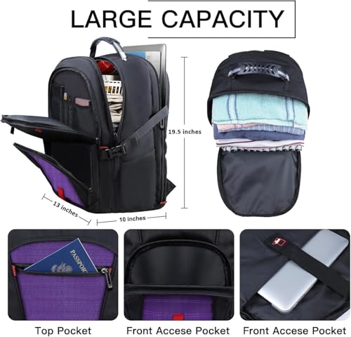 Image of ANTERK Extra Large Backpack, Travel Laptop Backpack, Sturdy TSA Water Resistant 17.3 Inch Carry on Backpacks, Anti Theft Business Computer Backpacks Gifts for Men Women, Purple