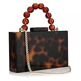 Acrylic Purses Evening Clutch Bag Marbling Handbags for Women Cross Body Bag with Pearl Chain Formal Wedding Prom Party (Leopard)