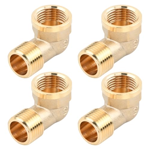 4 Pezzi Arco in Ottone a 90°, 1/2' IG/AG, Arco in Ottone, Angolo in Ottone a 90 Gradi, Angolo di Raccordo in Ottone a 90 Gradi, per Rubinetto, Radiatore, Aria Condizionata, Tubi del Gas