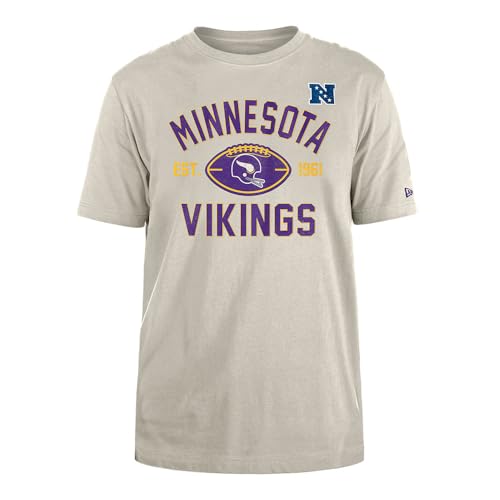 Minnesota Vikings New Era Cap NFL - Camiseta Regular con Estampado de Equipo Desgastado, diseño gráfico de Piedra, Unisex