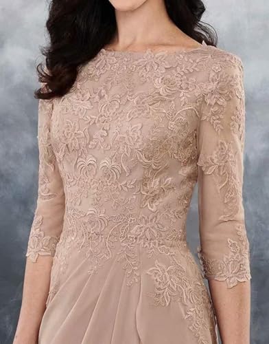 Mother of The Bride Dresses for Wedding 3/4 Sleeve Lace Applique Ruffles Evening Formal Dresses3