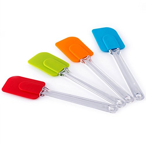 CHICHIC 4 Pack Silicone Spatulas 10 Inch Non-Stick Detachable Set of Spatula BPA Free Heat Resistant Dishwasher Safe for Kitchen Cooking Essential Cooking Gadget and Bakeware Tool, Assorted Color