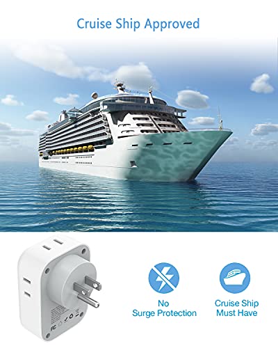 20W PD Multi Plug Adapter, TESSAN 3 USB Wall Charger Multiports (1 USB C Fast Charger), Cube Charging Station for Cruise, Home, Office, Dorm Essentials - Thumbnail 5