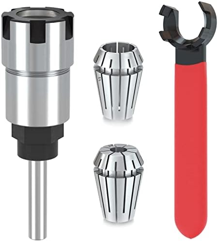 1/4 Inch Shank Router Bit Collet Extension Chuck Converter Adapter, Convert 1/2-Inch & 1/4-Inch Shank Bits with ER20 Spring Collet, ER20 M Type Collet Chuck Wrench Spanner -(Pack of 4)