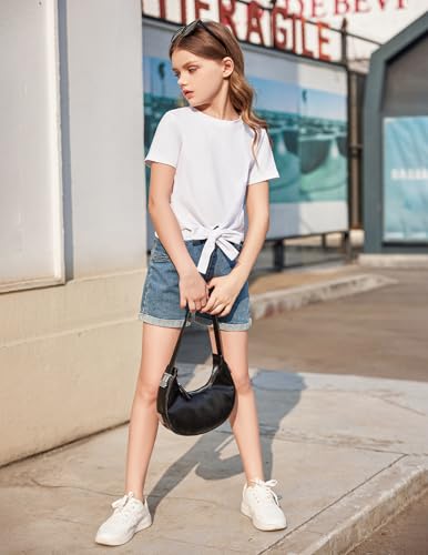 Arshiner Girls Short Sleeve Shirts Tie Knot Front Tops T Shirts for Kids Crewneck Cute Casual Tie Dye Tee Blouse4