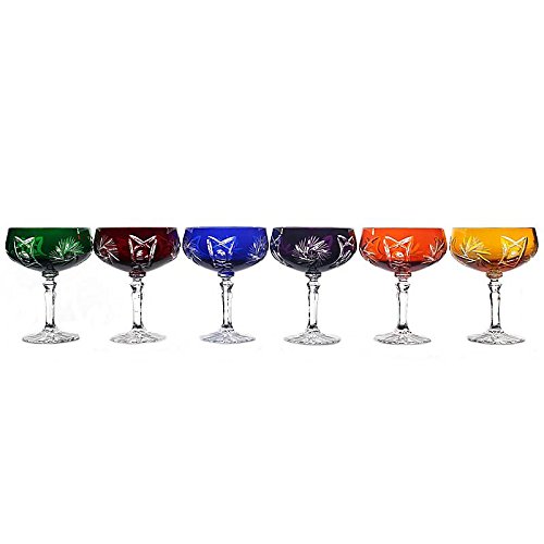 Sektglas Sektschale Sektkelch Schleuderstern 200 ml Blau Handgeschliffen Kristallglas