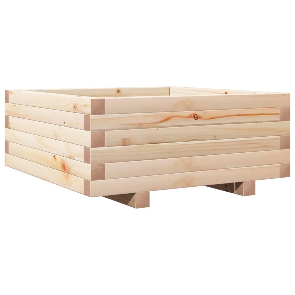 Donica ogrodowa z litego drewna sosnowego 60x60x26,5 cm duża skrzynka na kwiaty warzywa zioła stabilna rama drewniana dekoracyjna do ogrodu tarasu balkonu
