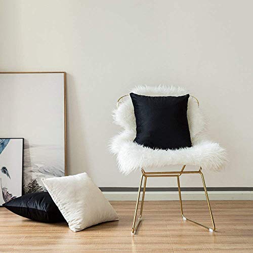 Image of Khooti Velvet Cushion Cover Pack of 1-38 inch x 38 inch / 97 x 97 cm - Black - Soft Pillow Covers Cushion Case for Sofa Bedroom Livingroom Chair Car, Cushion Cover