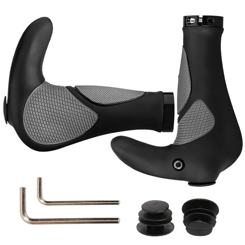 YSYONBOE Puños Bicicleta Montaña Puños MTB Manillar de Bicicleta Ergonomicos 22mm Universal Puños para Bicicleta Goma Antideslizantes Aluminio Doble Bloqueo Puños de Cuerno para Montaña, Scooter Puños
