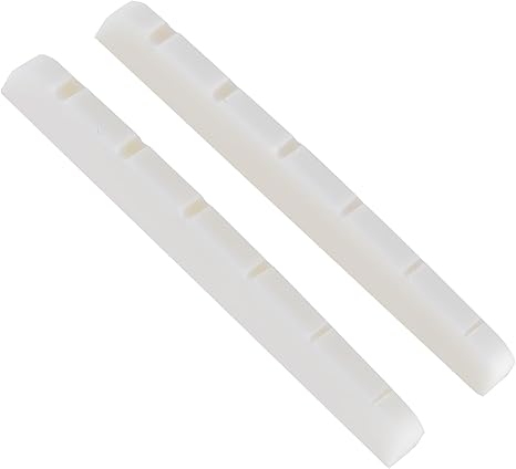 2 Pcs 42mm Electric Guitar Bone Nuts for 6 String, Pre-Slotted Flat Bottom Compatible with Strat Tele Guitars, 42x3.5x4.5/3.5mm(White)