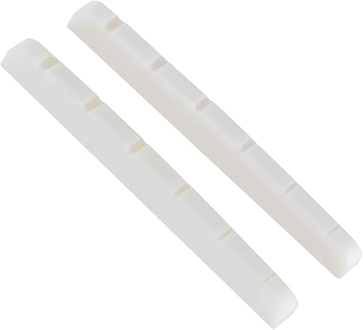 2 Pcs 42mm Electric Guitar Bone Nuts for 6 String, Pre-Slotted Flat Bottom Compatible with Strat Tele Guitars, 42x3.5x4.5/3.5mm(White)