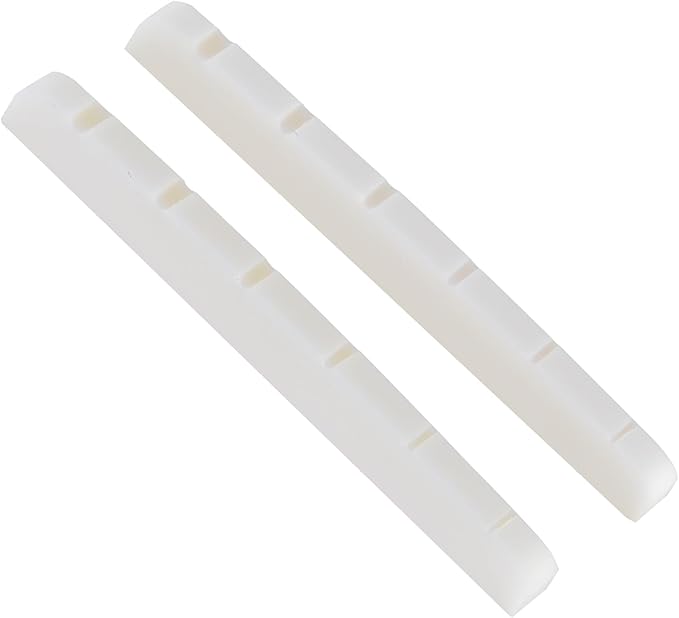 2 Pcs 42mm Electric Guitar Bone Nuts for 6 String, Pre-Slotted Flat Bottom Compatible with Strat Tele Guitars, 42x3.5x4.5/3.5mm(White)