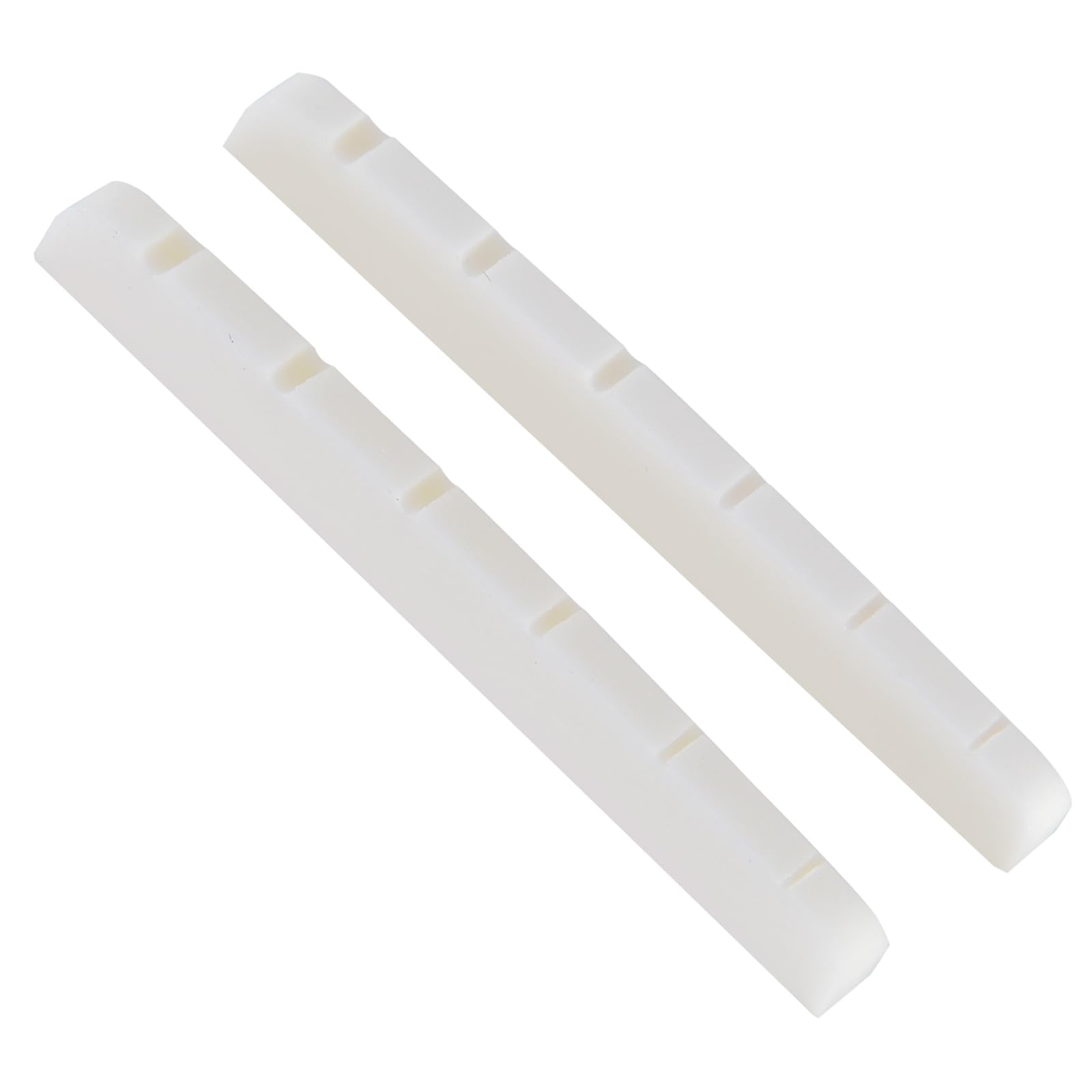 2 x nakrętka kostna do gitary elektrycznej 42 mm na 6 strun wstępnie rozciągnięte płaskie dno kompatybilne z gitarami Strat Tele, 42 x 3,5 x 4,5 / 3,5 mm (biały)