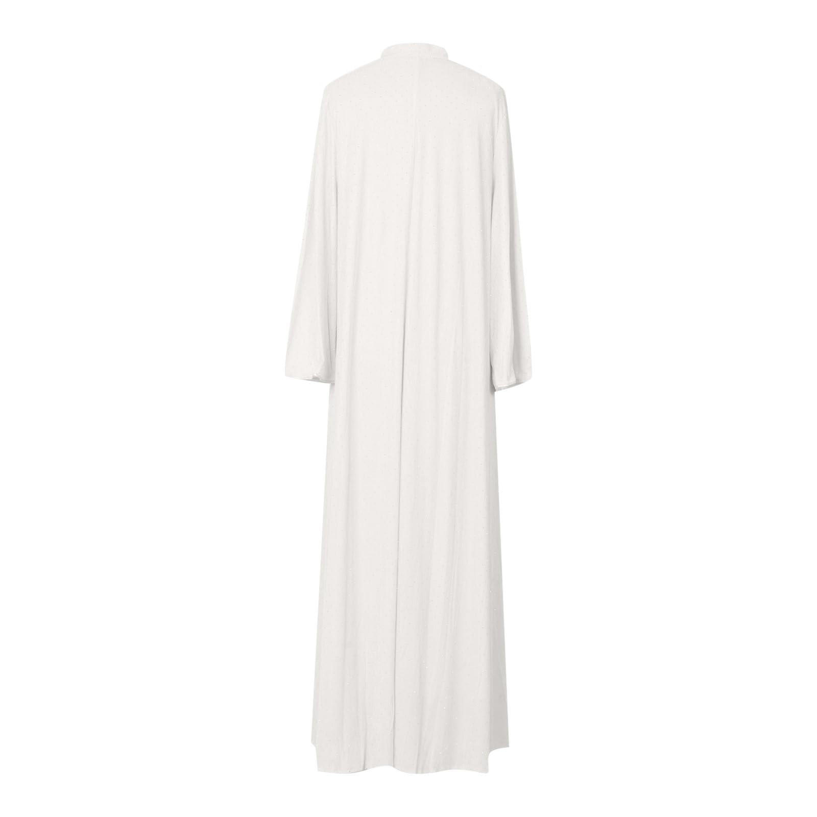 Elegante Abito Musulmano a Maniche Lunghe, Ampio, con Perline di Strass e Applicazioni Floreali