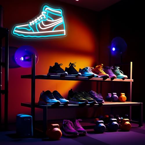 Image of Sneaker Neon Sign for Wall Decor Sneaker LED Light for Man Cave | Dimmable led light, sneaker shop decor, boys room wall art, sports gift for men teenage boys, size 16.5*10.4 in
