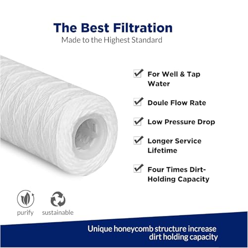 Image of Ocean Star Ro Pp Wound Filter High Density Thick Wound Thread Sediment Filter Pre Filter Cartridge 10 Inch for All Types of Water Purifiers Pack of (5)