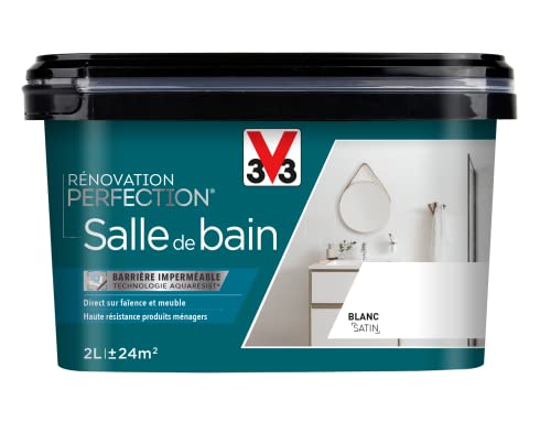 V33 Peinture de rénovation salle de bain, Rénovation perfection Blanc satin 2L