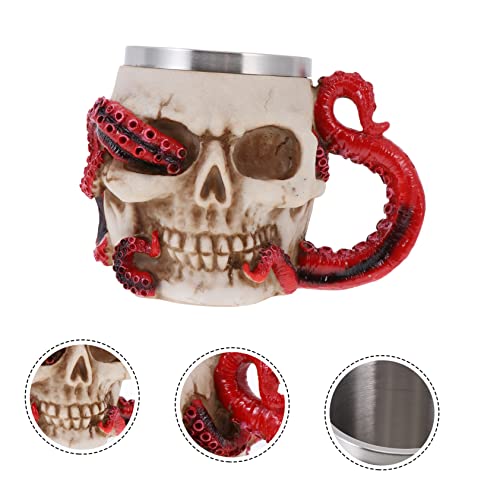 Jarra de cerveza de acero inoxidable con doble pared térmica y diseño gótico de calavera 7