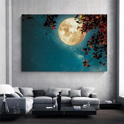 Peinture sur toile de lune GELYX, affiche de paysage sans cadre 50x70 cm