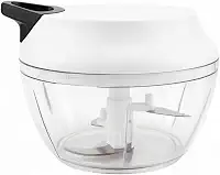 Processador de Alimentos Grande 480ml Triturador Com Três lâminas Em Aço Inox Manual Acionamento Por Corda Retrátil (BRANCO)
