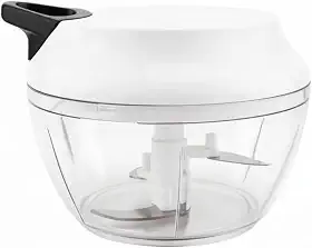 Processador de Alimentos Grande 480ml Triturador Com Três lâminas Em Aço Inox Manual Acionamento Por Corda Retrátil (BRANCO)