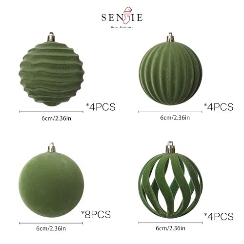 Image of 20Pcs Velvet Ornaments for Christmas Tree,2.36In Christmas Ornaments Set | Green Velvet Christmas Ornaments;Christmas Decor;Hanging Flocked Shatterproof Christmas Balls;Holiday Christmas Decoration