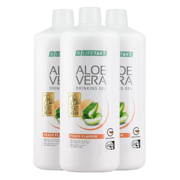LR Gel para beber aloe vera, melocotón, 3 botellas (3000 ml)
