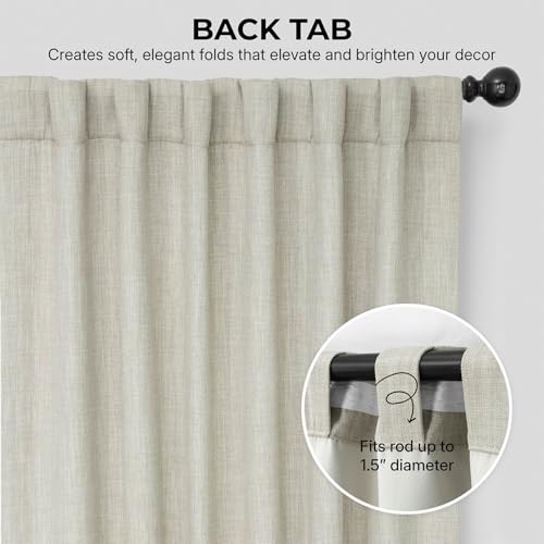 Image of HPD Half Price Drapes - Faux Linen Curtains for Living Room (2 Panels) - 50W X 108L - Textured Room Darkening Curtains for Bedroom 108 Inches Long - Drapes for Home Decor, Oatmeal