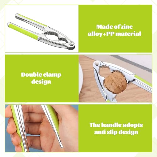 1 PCS Metal Nutcracker,Nut Crackers Heavy Duty Walnut Nut Opener with Non-Slip Handle,Multifunctional Nut Cracker for All Nuts Almonds Hazelnut Pistachios(Green) - Image 4