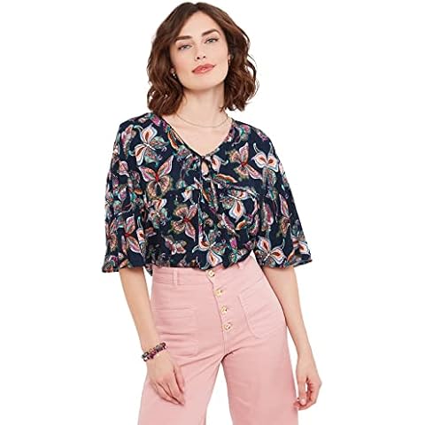 Joe Browns Parte Superior Flotante con Estampado de Mariposa de Verano Blusas Cover