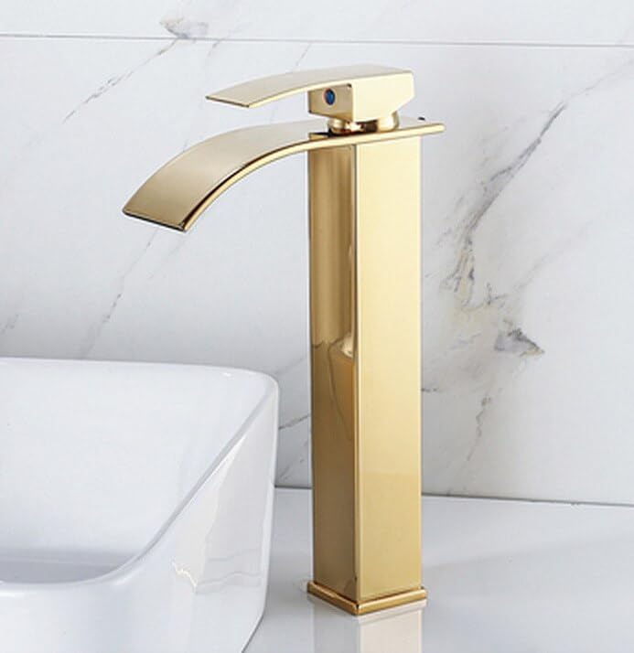 Mitigeur de lavabo de salle de bain en laiton or et noir élégant