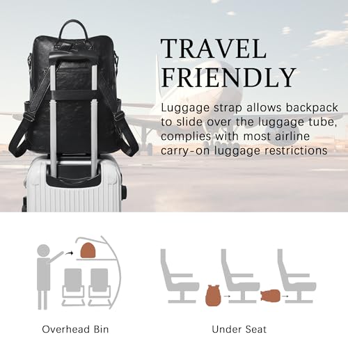 Image of Shrrie Vegan Leather Laptop Backpack for Women 15.6 inch Work Backpack Fashion Travel Backpack Purse for Business College