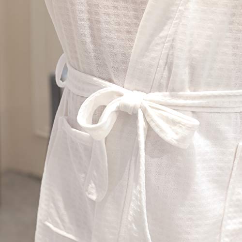 Rojeam Men's Kimono Waffle Robe Unisex Lightweight Soft Knee Length Spa Bathrobe Sleepwear with Pockets4