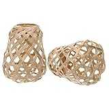 BAZEITFLOW 2 piezas Lámpara de Bambú Tejida Pantalla para Lámpara de Mesa Suelo y Colgante Decoración Elegante para Hogar Oficina y Cafés Instalación y Material Resistente