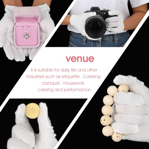 AHQiZFX 3 Paar Baumwollhandschuhe,Weiß Baumwollhandschuhe für Trockene Hände,Feuchtigkeitsspendend,Kosmetisches Ekzem,HandSpa & Schmuckinspektion,Waschbares Dehnbares Atmungsaktives Stoff Handschuhe-M