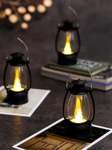 Image of Satyam Kraft 2 Pcs Flameless & Smokeless Acrylic Antique LED Hurricane Lantern Lamp and Wall Hanging Led Candle Light Holder for Home Decor, Drawing Room, Living Room, Valentine Decor