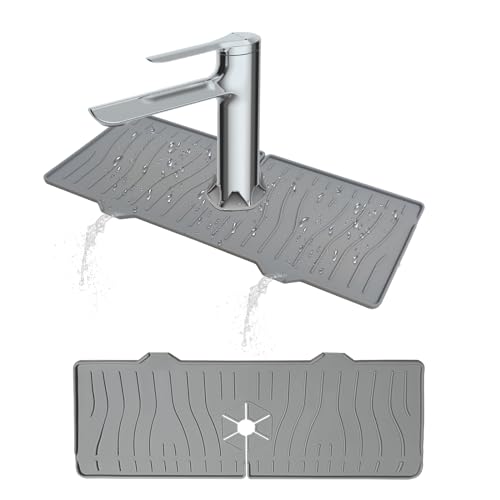 New Kitchen Sink Splash Guard,Silicone Faucet Mat Splash Catcher, Handle Drip Catcher Tray, Multipurpose for Kitchen Dish Drying Mats Sponge Holder and Bathroom Countertop Protect