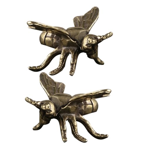 HOMOBABE 2個 真鍮製リアル蜂置物 デスクトップ装飾用繊細なミニ蜂フィギュリン お茶室やホームデコになクラフト飾り