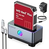 ORICO Aluminum Hard Drive Docking Station for 2.5''/3.5'' HDD SSD with 10Gbps USB-C 2-in-1 Cable External Hard Drive Dock Up to 18TB-5518C3