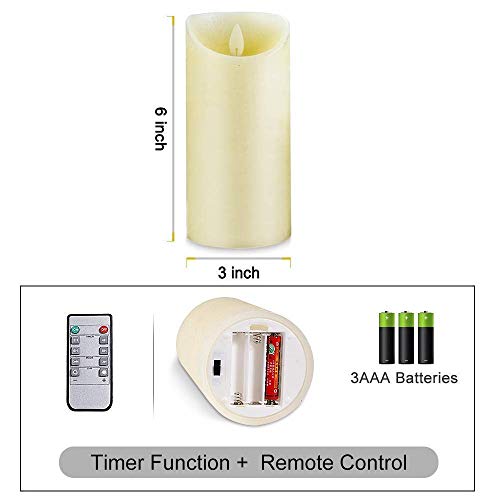 Image of LTETTES | Flameless LED Pillar Candle | Ivory Real Wax with Flickering Faux Wick & Moving Flame Effect | Battery Operated with Remote Controller | Single Candle