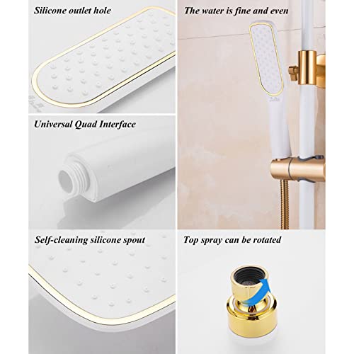 Ensemble de douche blanc haute pression avec pommeau à main réglable