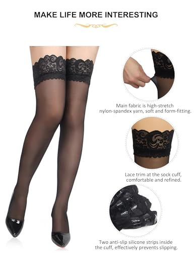 Image of ohyeah Plus Size High Waist Garter Belt Set Lace Mesh Suspender Belt with 6 Vintage Metal Clip for Stockings