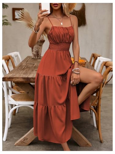 Image of BEAUDRM Women's Summer Maxi Dresses Boho Summer Wedding Guest Dress Beach Vacation Outfits Cruise Flowy Milkmaid Sundresses