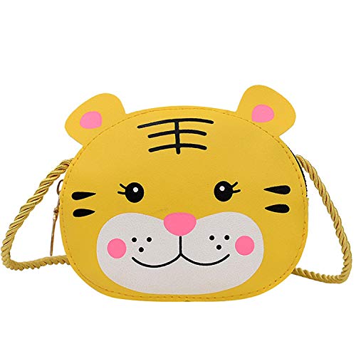 AUGEN Animal Shape Sling Bag Small Bags For Baby Girls and Kids Handbags Crossbody Sling Bags (Tiger Yellow, 14cm)