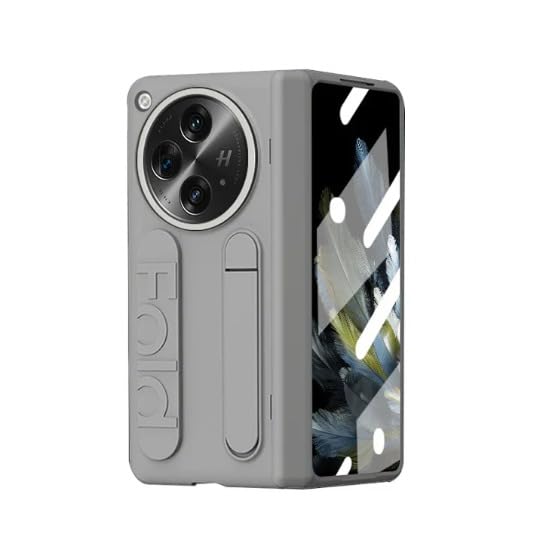 Image of MILLION CASES Back Cover Case for OnePlus Open Shockproof Protective Dual Function Wristband Stand Case for Men & Boys(Grey)