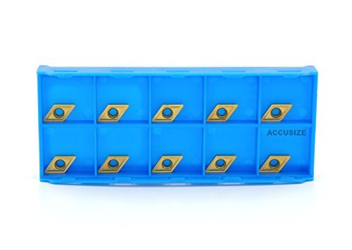Accusize Industrial Tools Dcmt21.51 Tin Coated Carbide Inserts, 10 Pcs/Box, 2104-1010