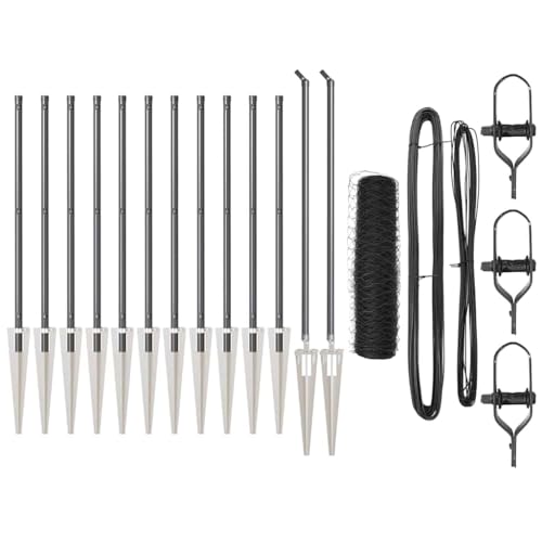 vidaXL Zaun mit Pfosten Grau 0,5 x 25 m PVC-beschichteter Stahl, Garten- und Terrassenteiler, robuster Zaun für draußen, perfekte Lösung für sichere Grenzen