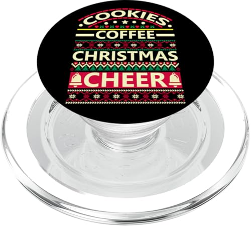 Suéter navideño divertido y feo de Cookies Coffee Christmas Cheer PopSockets PopGrip para MagSafe